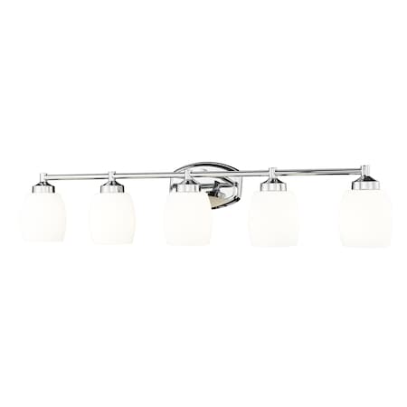 Z-Lite Kendrick 5 Light Vanity, 39.25in. W x 8.5in. H, Chrome 745-5V-CH